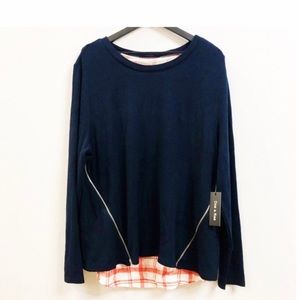 Doe and Rae thick Navy Sweater with Zippers